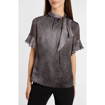 Santorelli Athena Blouse With Short Flutter-sleeves In Black
