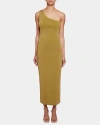 Santorelli Azalea Sleeveless One-shoulder Bodycon Midi Knit Dress In Chamomile