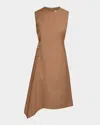 Santorelli Becca Sleeveless Asymmetric Sheath Dress In Stretch Cotton