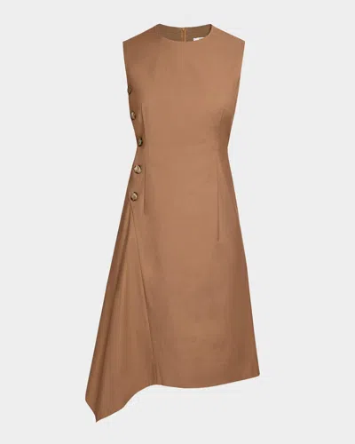 SANTORELLI BECCA ASYMMETRIC BUTTON-WAIST MIDI DRESS