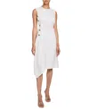 Santorelli Becca Sleeveless Asymmetric Sheath Dress In Striped Linen In White
