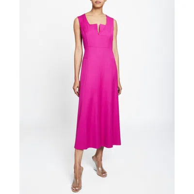 Santorelli Belle Sleeveless Midi Dress With Front Seam Detail In Fuchsia