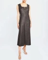 Santorelli Belle Sleeveless Midi Dress With Front Seam Detail In Hickory Brown