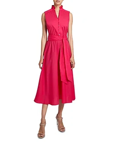 Santorelli Belted Silk Dress In Raspberry