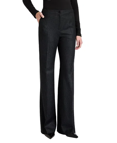 Santorelli Beth Flared Pant In Tonal Mini Check Wool In Black