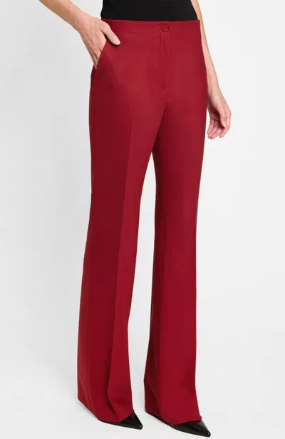 Santorelli Beth Mid-rise Flared Pant In Wool Stretch In Imperial Red