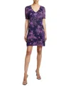 Santorelli Bianca In Floral Abstract Crinkled Georgette Shift Dress In Multi