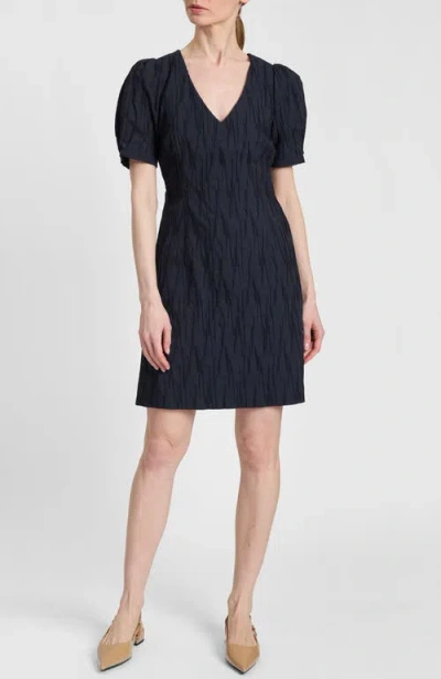 Santorelli Bianca Shift Dress In Abstract Jacquard In Black