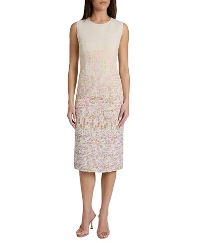 Santorelli Britta Midi Sheath Dress In Ombre Jacquard In Neutral