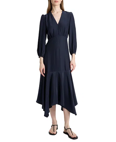 Santorelli Carina Silk Midi Handkerchief Dress In Blue