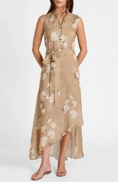 Santorelli Carson Sleeveless Hi-lo Midi Dress In Brown