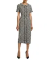 Santorelli Cass Midi Modern Tweed Sheath Dress In Gray