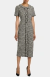 Santorelli Cass Midi Modern Tweed Sheath Dress In Brown