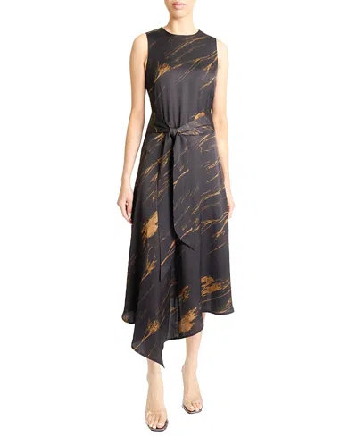 SANTORELLI CECILIA SLEEVELESS MIDI DRESS IN ABSTRACT CREPE