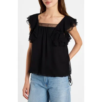 Santorelli Chass Ruffle Blouse In Black