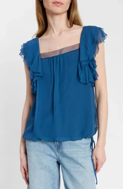 Santorelli Chass Ruffle Blouse In Blue
