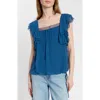 Santorelli Chass Ruffle Blouse In Blue