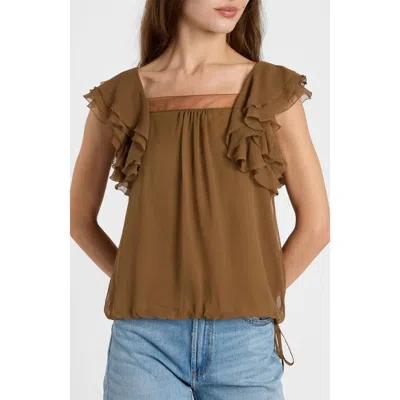 Santorelli Chass Ruffle Blouse In Brown