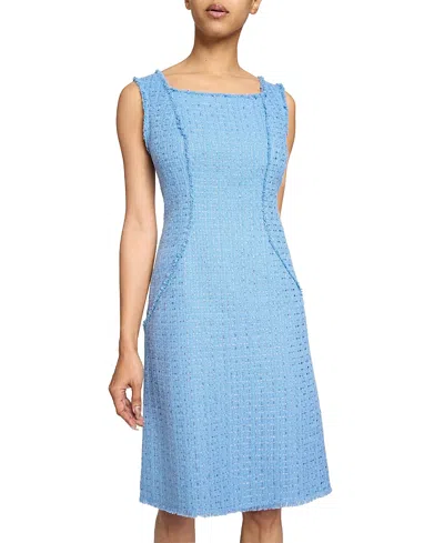 SANTORELLI CHIYO SLEEVELESS WITH FRINGED SEAMS IN LUXURY TWEED A-LINE DRESS