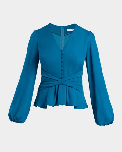 SANTORELLI CINCHED-WAIST SILK GEORGETTE BLOUSE