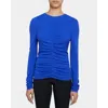Santorelli Clea Long Sleeve Fitted Top With Front Ruching In Violet Blue