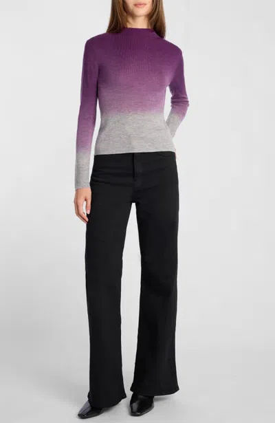 Santorelli Coletta Long Sleeve Mock Neck Ombre Merino Wool Sweater In Multi