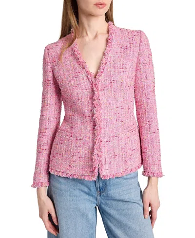 Santorelli Cynthia Jacket In Luxury Cotton Blend Tweed In Pink