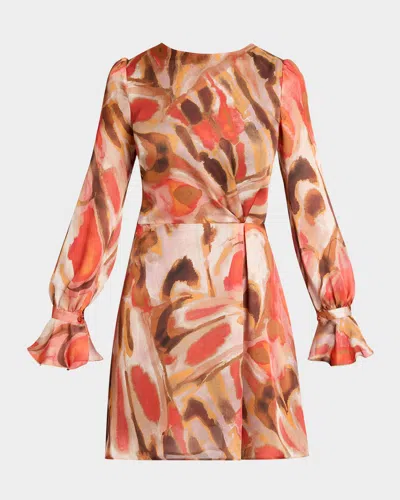SANTORELLI DAHLIA ABSTRACT-PRINT CHIFFON DRESS