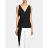 Santorelli Danna Sleeveless Faux Wrap Top In Fluid Crepe