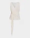 Santorelli Danna Sleeveless Faux Wrap Top In Fluid Crepe