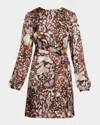 Santorelli Darya Abstract-print Side Tie Dress In Hickory Multi