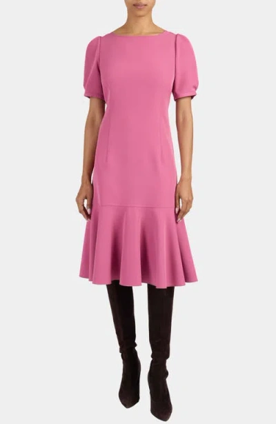 Santorelli Dasia Sheath Dress With Short Puff Sleeves In Purple