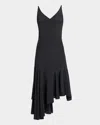Santorelli Tani Sleeveless Midi Dress With Asymmetric Skirt Panel In Luxury Jersey In Black