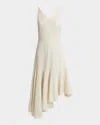 Santorelli Davin Sleeveless Asymmetric Fit And Flare Midi Dress In Cotton Seersucker