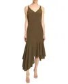Santorelli Davin Sleeveless Asymmetric Fit And Flare Silk Midi Dress