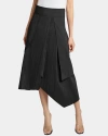Santorelli Deb Multi-panel Asymmetric Midi Skirt In Stretch Cotton Blend