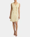 Santorelli Dee Sleeveless Double Breasted A-line Dress With Asymmetric Skirt Panel In Lightweight Cotton Tweed