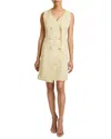Santorelli Dee Sleeveless Double Breasted A-line Dress With Asymmetric Skirt Panel In Lightweight Cotton Tweed