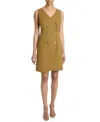 Santorelli Dee Sleeveless Double Breasted A-line Dress With Asymmetric Skirt Panel In Stretch Cotton In Coconut
