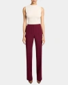 Santorelli Della Staight Leg Pants With Slanted Pockets In Fluid Techno Crepe In Cherry Cola