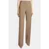 Santorelli Della Straight Leg Pants In Stretch Wool In Brown