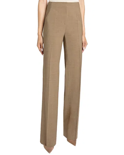 Santorelli Della Straight Leg Pants In Stretch Wool In Brown