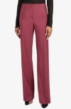 Santorelli Della Wool Stretch Straight Leg Pants In Burgundy