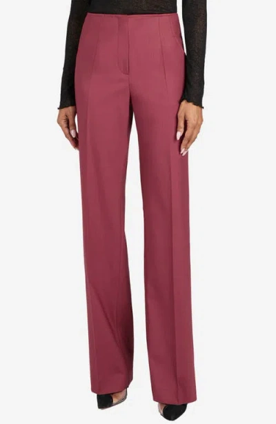 Santorelli Della Wool Stretch Straight Leg Pants In Burgundy