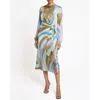 Santorelli Doria Abstract-print Georgette Midi Dress In Aquamarine Multi