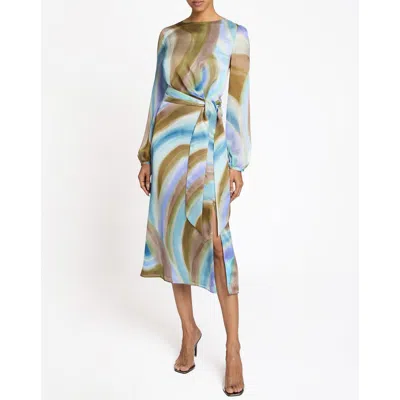 SANTORELLI SANTORELLI DORIA LONG SLEEVE MIDI DRESS WITH WAIST TIE