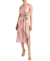 Santorelli Dorothy A-line Sleeveless Dress In Printed Silk Chiffon In Pink