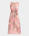 Santorelli Dorothy A-line Sleeveless Dress In Printed Silk Chiffon In Pink
