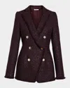 Santorelli Double-breasted Metallic Tweed Jacket In Sangria