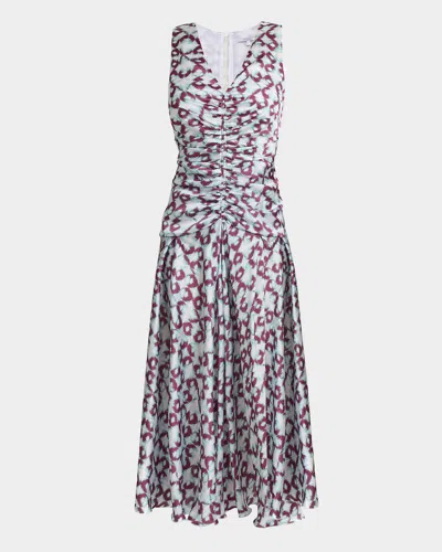 SANTORELLI EDEN GRAPHIC-PRINT RUCHED MIDI DRESS